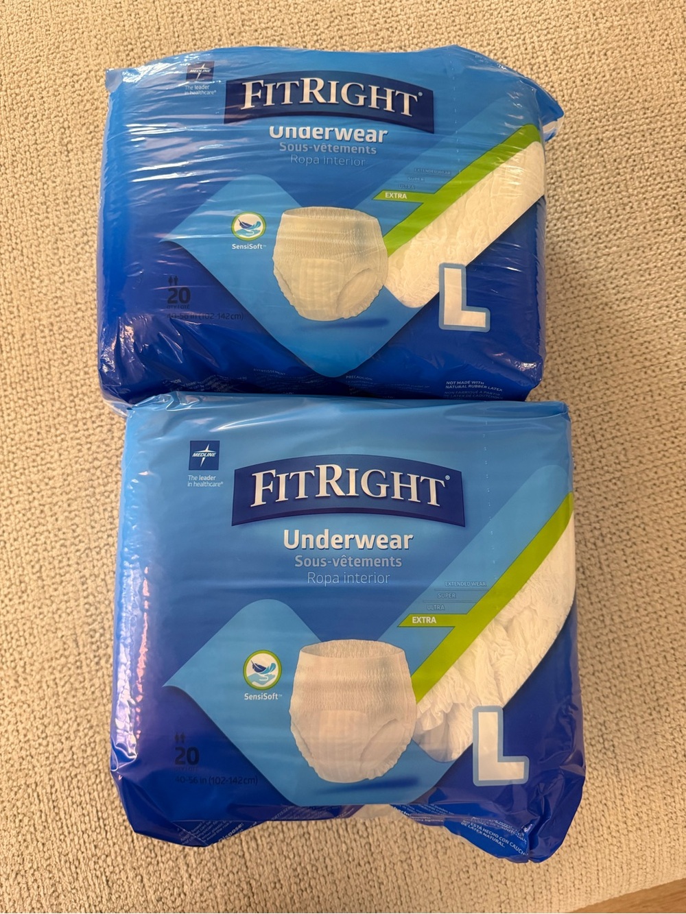 40 ct Medline Fit Right Adult Diapers Briefs Underwear Large